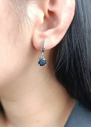 Серебряные серьги с сапфиром стр4500/с-сф