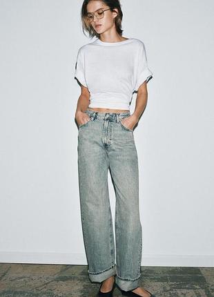 Стильные джинсы zara baggy cuffed на высокий рост