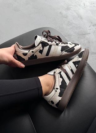 😍 женские кроссовки adidas samba og cow print dark brown/white