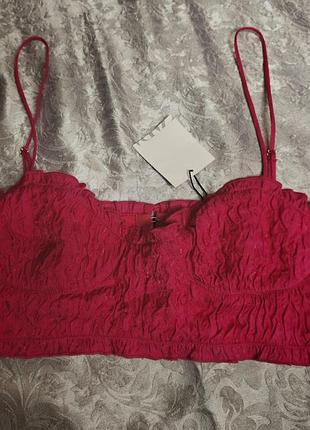 Новий топ бренду zara малинового кольору у відмінному стані розмір m-l