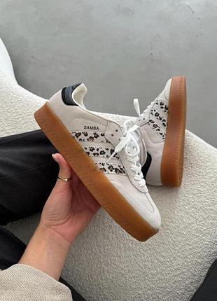 😍 женские кроссовки adidas samba platform beige/leo