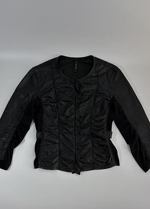 Marc cain collections — жіноча чорна оригінальна оригінал куртка з натуральної шкіри