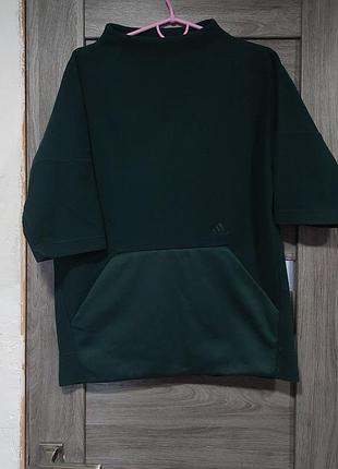 Кофта футболка флисовая темно зеленая adidas