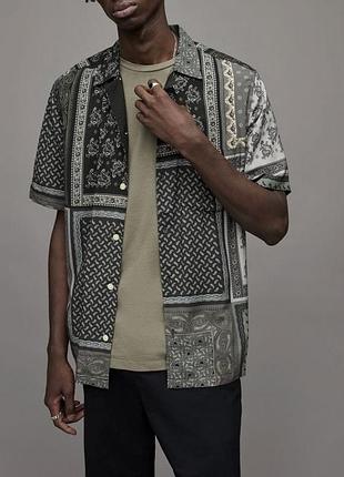 Сорочка allsaints yacutan bandana short sleeve shirt | розмір l | ідеал