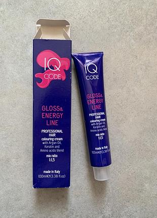 Професійна фарба для волосся iq code gloss & energy line, 7/44 мідний інтенсивний блондин, 100 мл