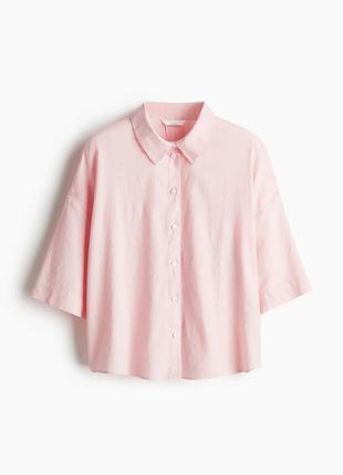 Вільна  сорочка  світло-рожевого кольору на основі льону h&m