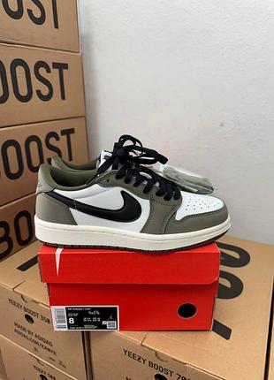Кроссовки nike jordan 1 low medium olive / Найк джордан 1 зеленые 36 37 38 39 40 41