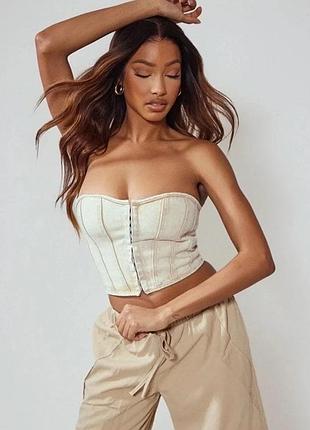 Джинсовий корсетний топ prettylittlething розмір uk12(m)