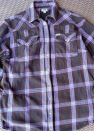 Oversize рубашка wrangler в клетку, 100% хлопок в клетку плотная рубашка