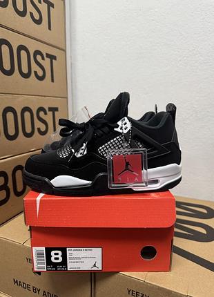 Кроссовки nike jordan 4 white thunder / найк джордан 4 черно белые 38 39 40 41 42 43