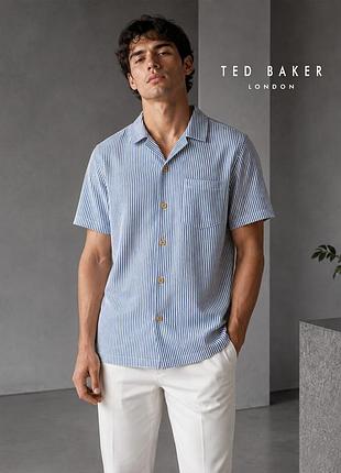 Оригинальная мужская рубашка в полоску в рубчик на пуговицах ted baker 4 l