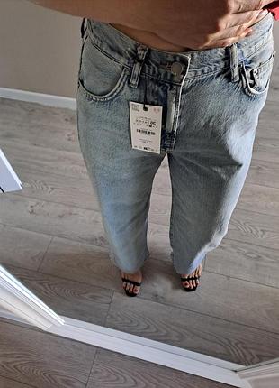 Стильные джинсы zara baggy cuffed на высокий рост