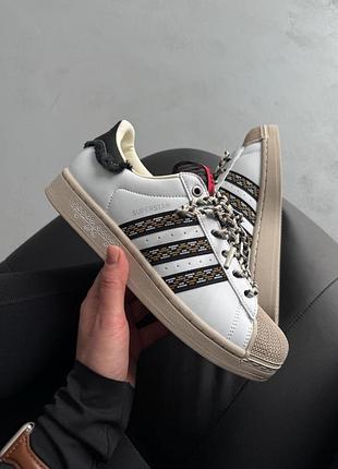 😍 женские кроссовки adidas superstar ii fringe white/beige/black