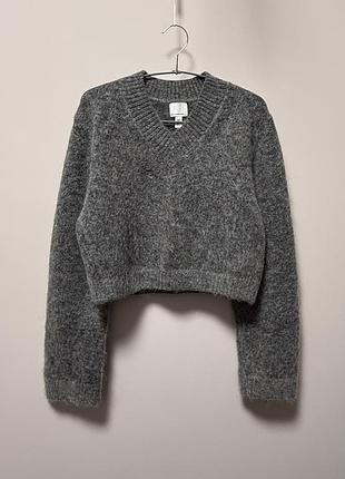 Укороченный свитер пуловер мохер шерсть h&m premium