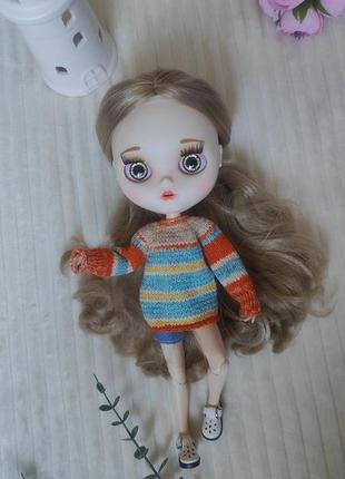 Вязаная одежда для куклы блайз 30 см свитер кардиган neo blythe