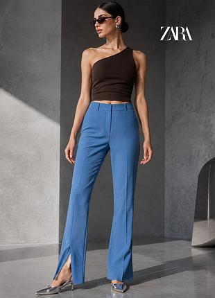 Новые синие брюки с разрезами zara l 30