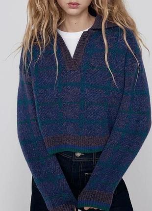 Zara кофта светер зимовий теплий акрил з коміром м