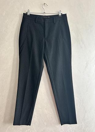 Фірмові класичні штани zara basic в об'ємний горошок (флок), розмір s (eur 36)