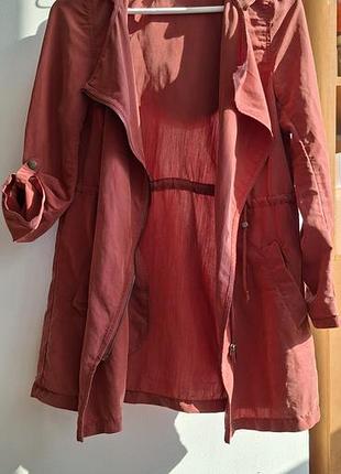 Женский летний плащ - косуха, кардиган с капюшоном от h&amp;m терракотового цвета размером 34