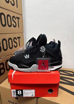 Кроссовки nike jordan 4 white canvas / найк джордан 4 черно белые 38 39 40 41 42 43