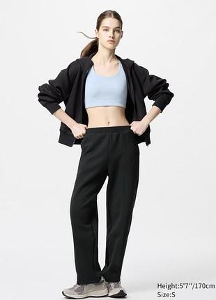 Спортивні штани uniqlo чорні dry sweat wide trousers