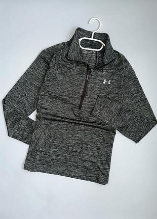 Сірий меланжевий спортивний лонгслів under armour з коміром на блискавці