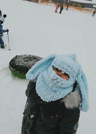 Вязана шапочка з вушками,плюшева шапочка