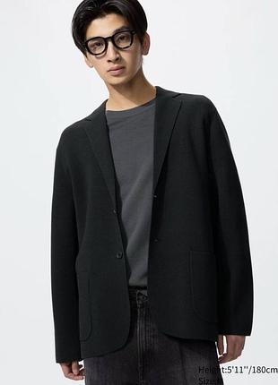 Жакет uniqlo чорний milano ribbed jacket