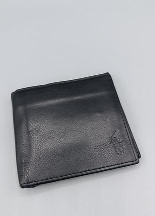 Черный складной кожаный кошелек (двух складень) бренда polo ralph lauren с тиснением логотипа