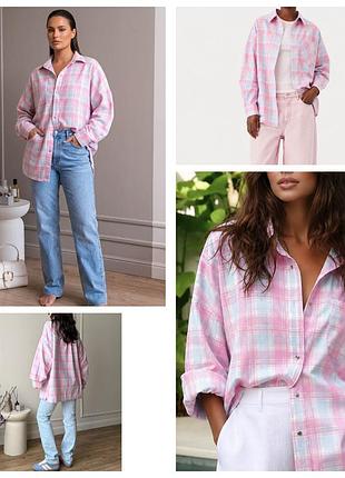 Жіноча сорочка у клітинку oversize l xxl.. жіноча рубашка бавовна великий розмір