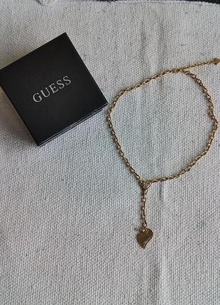 Оригінальне жіноче кольє guess золотистого кольору з підвікою серце