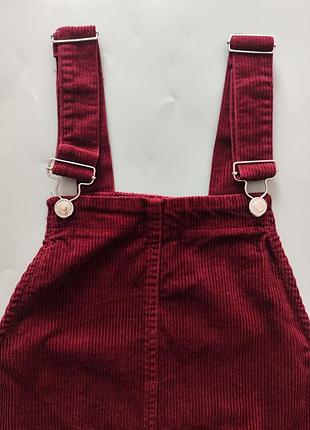 Вельветовый бордовый сарафан bershka 3