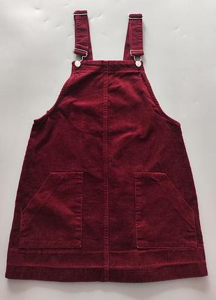 Вельветовый бордовый сарафан bershka 2