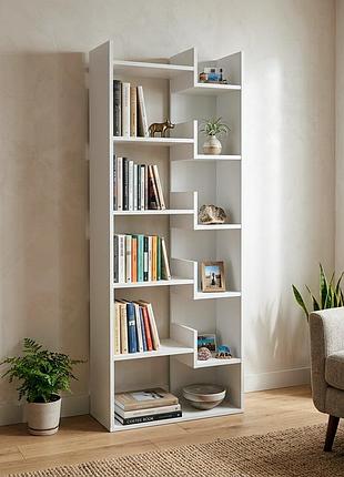 Стеллаж для книг york с открытыми полками, лдсп, 61×25×163 см - для гостиной, кабинета, спальни белый (york)