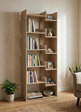 Стеллаж для книг york с открытыми полками, лдсп, 61×25×163 см - для гостиной, кабинета, спальни дуб сонома (york)