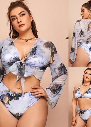 Женский раздельный купальник с парео xl-4xl