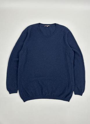 Чоловічий джемпер, легенький реглан, кофта cashmere світерок синього кольору з натурального 100% кашеміру