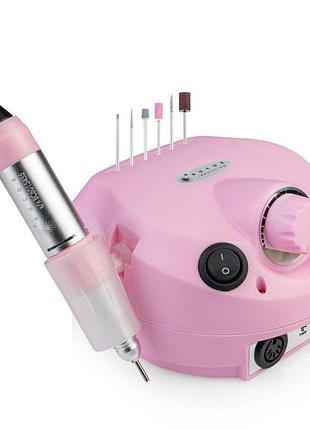 Фрезер для маникюра bucos nail drill zs-601 pro, 45 вт и 35 000 об. (+6 фрез в подарок) pink, розовый