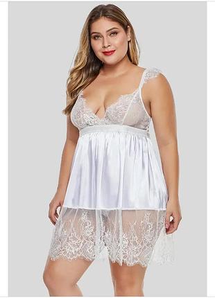 Кружевной пеньюар nelly xl-4xl белый