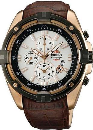 Годинник чоловічий orient endeavor ftt0y005w0 сталевий корпус водозахист 100 м білий циферблат, хронограф