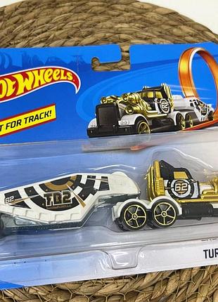 Вантажівка з трейлером hot wheels turbo beast, металева, 14 см
