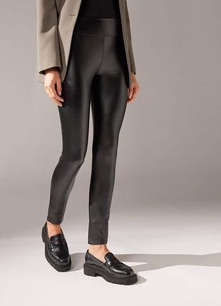 Легінси з флісом під шкіру calzedonia чорні xl