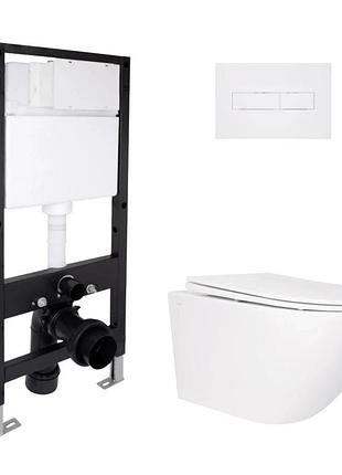 Готовое решение qtap для ванной комнаты: подвесной унитаз jay rimless 520 x 360 x 320 + комплект инсталляции standard (линейная