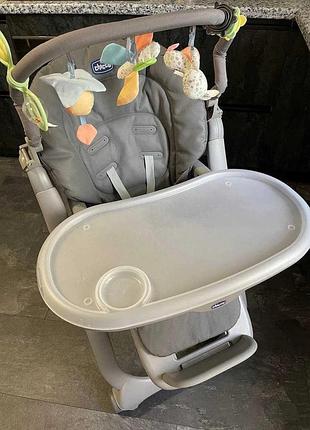 Стільчик для годування chicco polly magic relax new у сірому кольорі