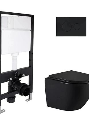 Готовое решение qtap для ванной комнаты: подвесной унитаз jay ultra quiet black 485 x 360 x 320 + комплект инсталляции standard