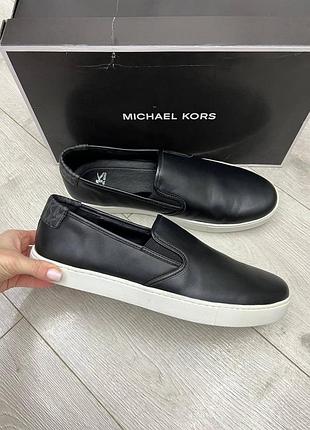 Мужские кожаные черные повседневные слипоны michael kors us11 eu 44 29 см