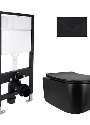 Готове рішення qtap для ванної кімнати: підвісний унітаз taurus ultra quiet black 515 x 360 x 350 + комплект інсталяції standard