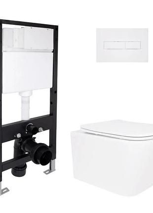 Готовое решение qtap для ванной комнаты: подвесной унитаз crow ultra quiet 485 x 340 x 290 + комплект инсталляции standard