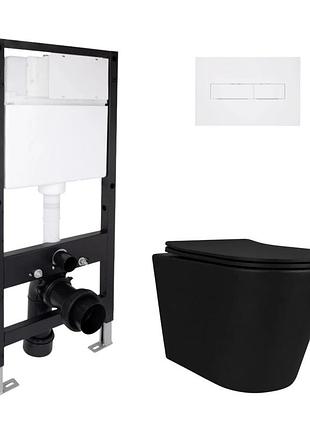 Готовое решение qtap для ванной комнаты: подвесной унитаз scorpio ultra quiet black 520 x 365 x 365 + комплект инсталляции