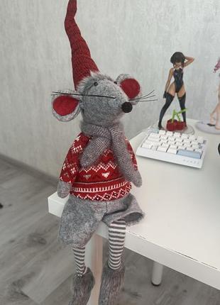 Скандинавская рождественская новогодняя мышка christmas mouse gylve высота 67 см красная